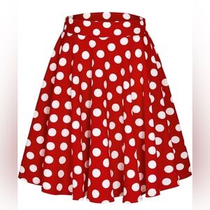 Women's Casual Stretchy Flared Mini Skater Skirt Basic A-Line Pleated Midi Skirt